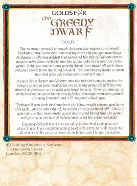 Greedy Dwarf (1984)(Dorling Kindersley Software)[b] box cover back